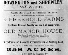 S1714 Farm sale 1917: Ivy House Farm, Finwood Farm, Brookfurlon Farm, High Cross Farm