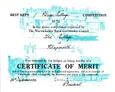 Lapworth Awards_0004 Certificate of Merit awarded to Lapworth in Best Kept Village Competition 1992