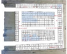 1887 Plan annotated Redrawn version of plan of new graveyard annotated with known graves and existing memorials