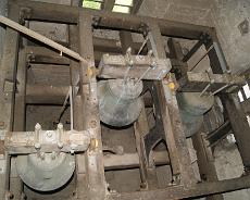 Haseley_6 View from above of the three old bells at Haseley. Note how they are not mounted for full-circle ringing