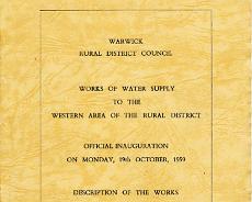Water Inauguration of Warwick Western Rural District Water Supply in 1959. Full document as PDF file