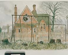 ALockwood_0003 Rowington School shortly before it was converted to housing Jan 1988. Original painting by Arthur Lockwood