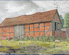 DSC02201 Old Barn near Illshaw Heath Aug 1989. Original painting by Arthur Lockwood