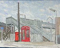 DSC02207 Lapworth Station, Feb 1988. Original painting by Arthur Lockwood