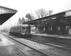 gwrl948 Lapworth Station, with the train for the Branch Line to Henley-in-Arden. Note goods yard beyond.