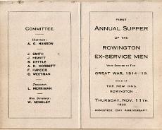 20Menu Menu for first ex-servicemen's supper in 1920