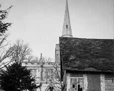 Lapworth Almouses-2 Chatgpt The old 'almshouses' close to Lapworth Church from a photo from around 1890. They were demolished in 1892. Restored with AI